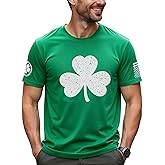 LKNZNN St Patrick's Day Shirts Men:Lucky Irish Shamrock Crew Neck Graphic Short Sleeve Higher Quality Printed T-Shirt