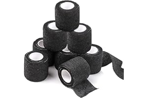 Beoncall Self Adhesive Grip Wrap - 8Pcs Cohesive Grip Tape Black 2"x 5 Yards Disposable Self Adhesive Cohesive Bandage Tape H
