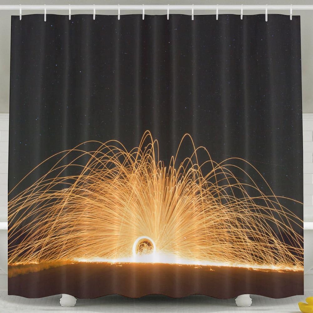 Xoxoai Fireworks Blooming In The Dark Firework Explosion Flower Train Bathroom Curtains Funny 6072inch