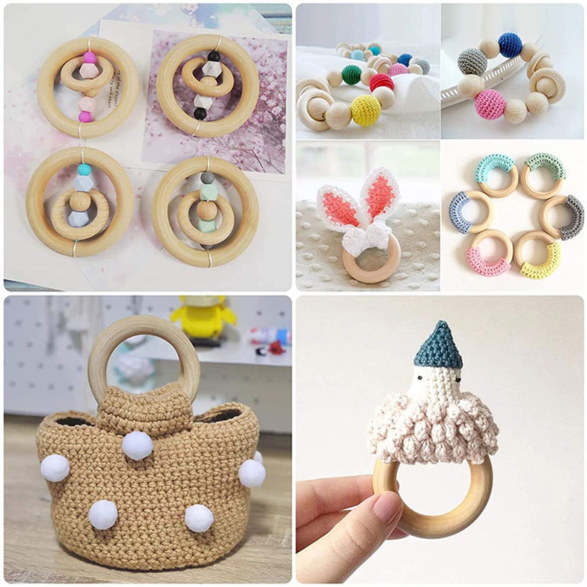 10 PCS 100mm Unfinished Wooden Rings for Craft, 4 inch Diameter Nature Solid Wood Rings for DIY Crafts Without Paint, Macrame Wooden Rings for Ring Pendant and Connectors Jewelry Making
