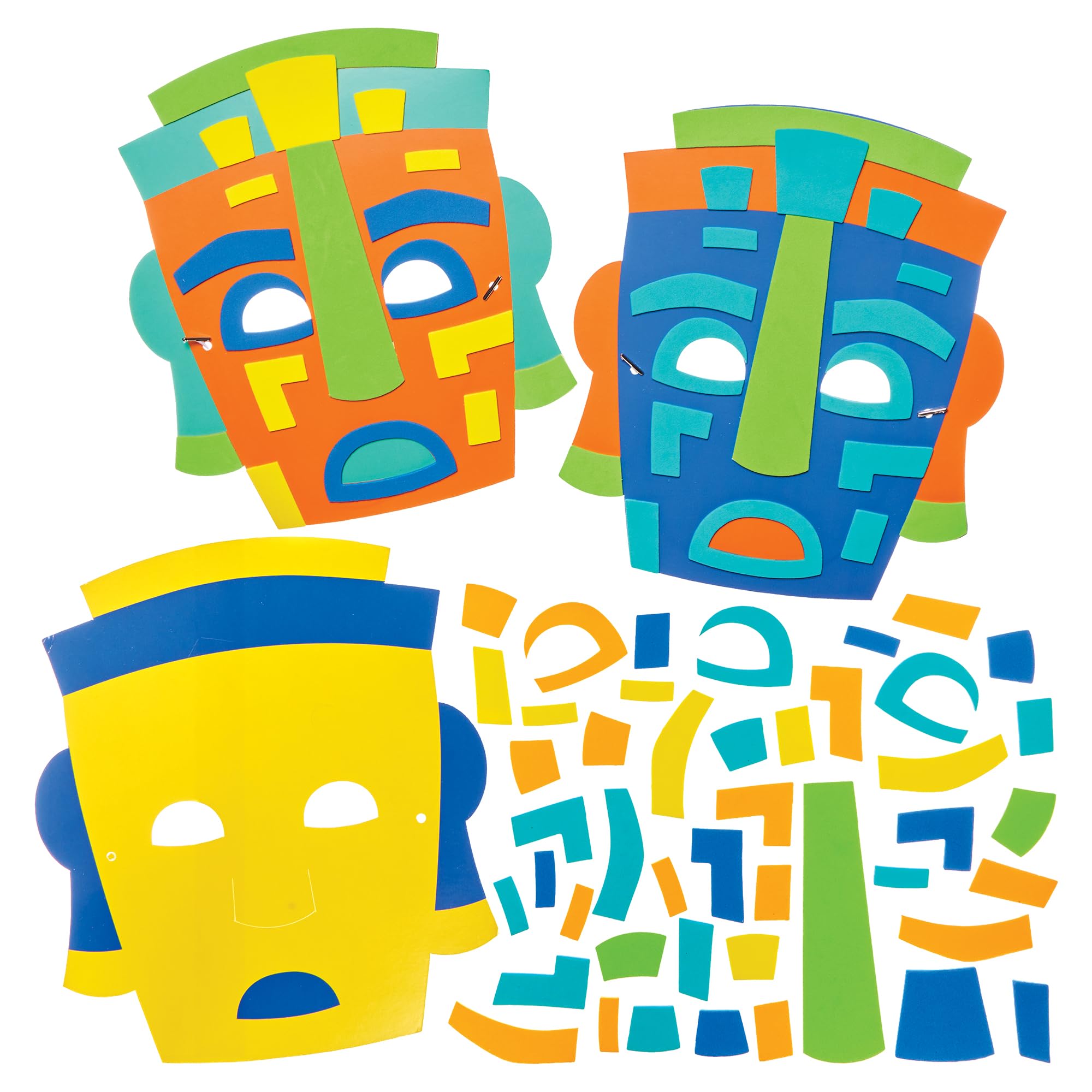 Baker Ross FN020 Mayan Masks Kits - Pack of 8, Educational Arts and Crafts Kits, Learning Resources