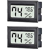 TASOGEN 2 Pack Mini Digital Hygrometer Thermometer,Indoor Temperature and Humidity Gauge Meter Monitor Fahrenheit (℉) for Hum