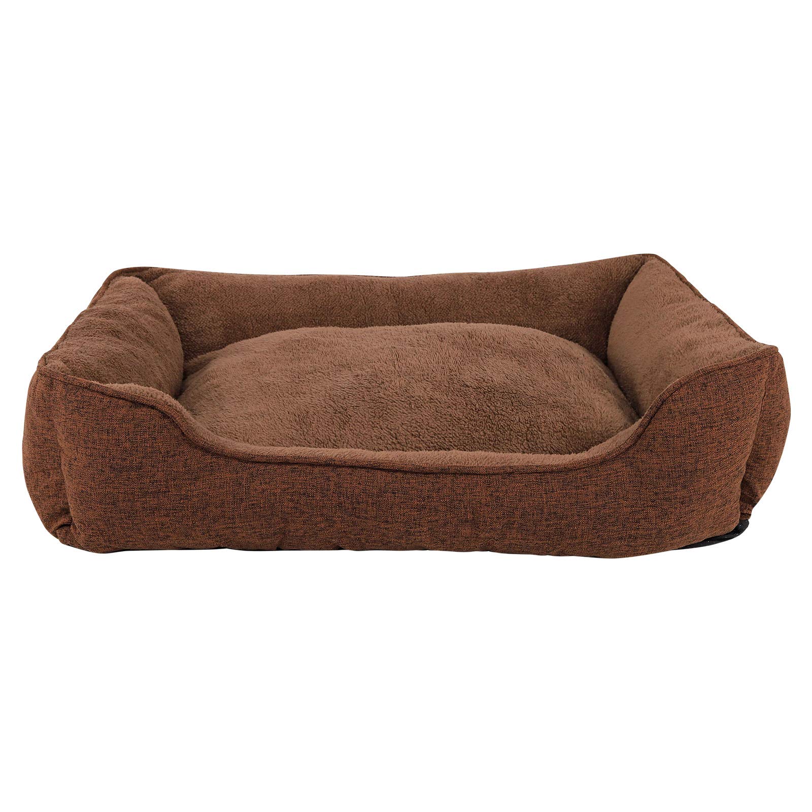 lionto Dog Cushion Mottled with Removable Cover, Cuddly Pet Bed with Comfortable Entry for Dogs and Cats, 90 x 75 cm, Soft Dog Bed with Non-Slip Base, Brown