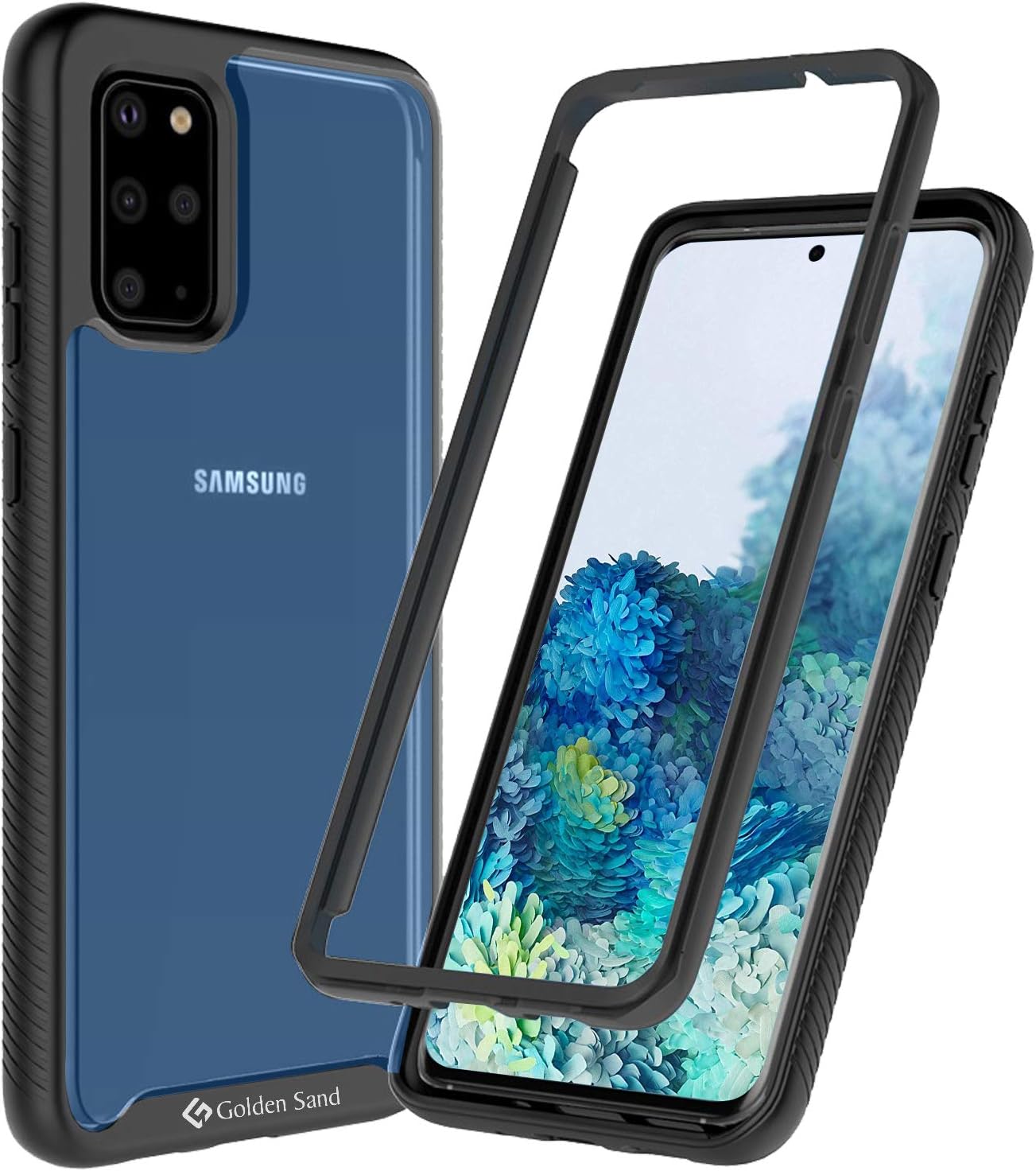 Golden Sand for Samsung S20 Plus Back Cover Drop Tested Shock Proof Transparent Armor Full Body Pro Case for Samsung Galaxy S20 Plus Mobile Phone, Black