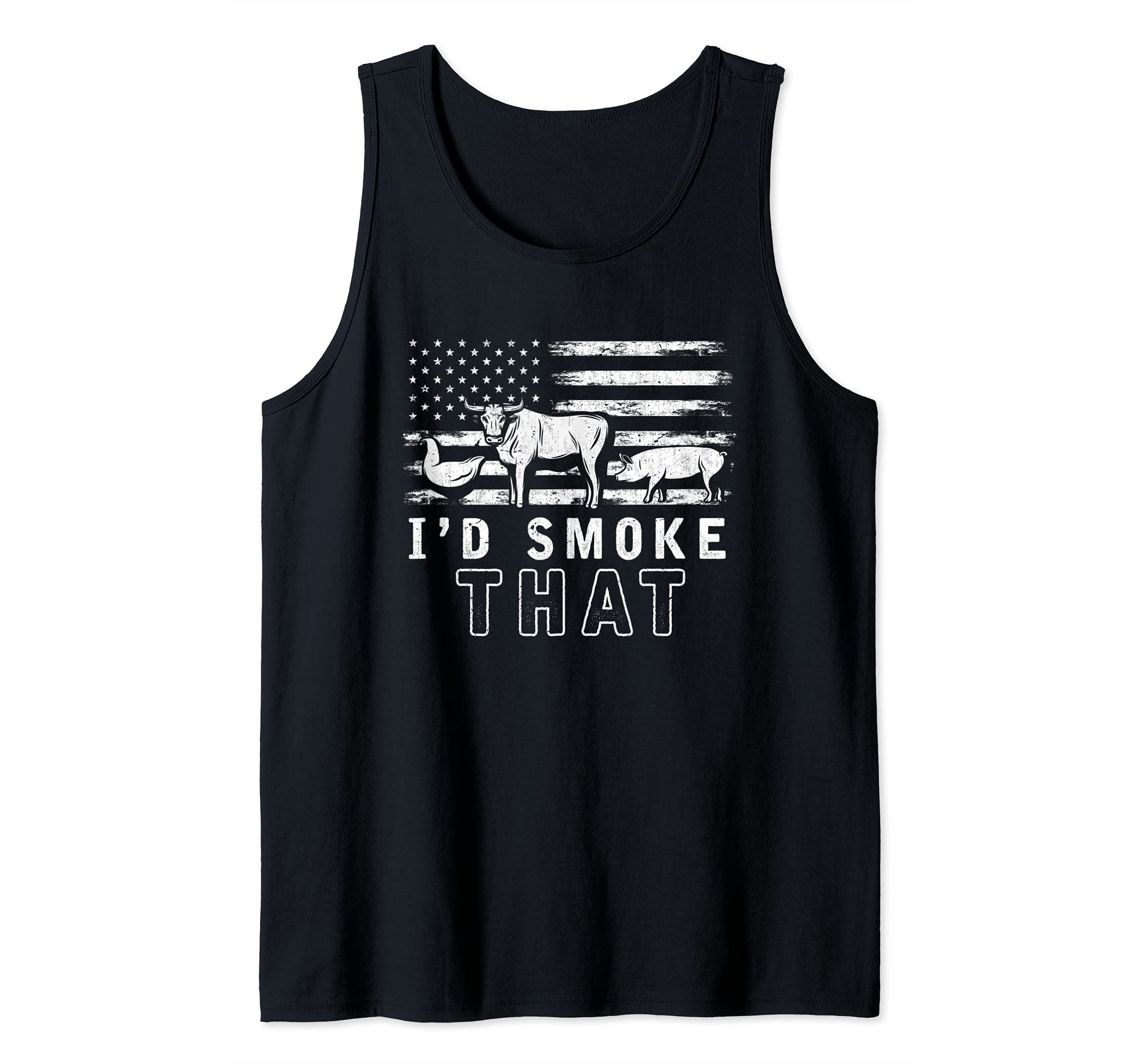 BBQ Grilled Meat Lover Id Smoke That USA Flag Funny Barbecue Tank Top