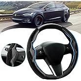 Canvcle Steering Wheel Cover for Telsa Model 3/Model Y 2017-2026 Accessories Carbon Fiber Steering Wheel Cover Protector Anti-Slip, Comfortable Grip, Breathable, Model 3/Y Accessories, Black
