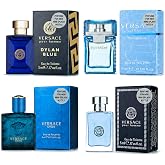 Versace Cologne for Men Set of 4 Mini Eros, Pour Homme, Dylan Blue, Eau Fraiche Perfume for Men Fragrance Sampler Set - Designer Mens Cologne Samples (4 Count, 0.17 oz)