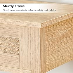 HOOBRO Rattan-Like Narrow Console Table with 2