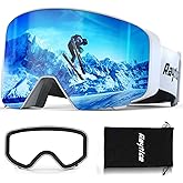 RAYTICE OTG Ski Goggles for Men Women, 100% UV400 Protection Snow Goggles, Anti Fog Snowboard Goggles for Snowmobile Skiing