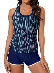Aleumdr Womens Tankini Swimsuits Athletic 3 Piece