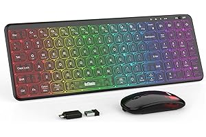 RedThunder K30 Slim Wireless Keyboard and Mouse Combo - RGB Backlit, Modern Compact Layout, Quiet Scissor Switches, 2.4 Wirel