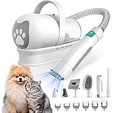 8VR Dog Grooming Kit, Pet Grooming Vacuum with Pet Clipper Nail Grinder, Dog Hair Vacuum with 6 Pet Grooming Tools for Dogs C