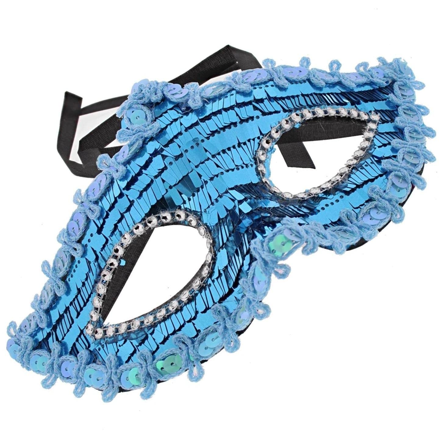 Topkids Accessories Masquerade Mask For Women and Men, Venetian Mask Halloween Mask, Masks for Masquerade Ball, Fancy Dress Adult, Cosplay accessories (Turquoise Sequin) — image 1