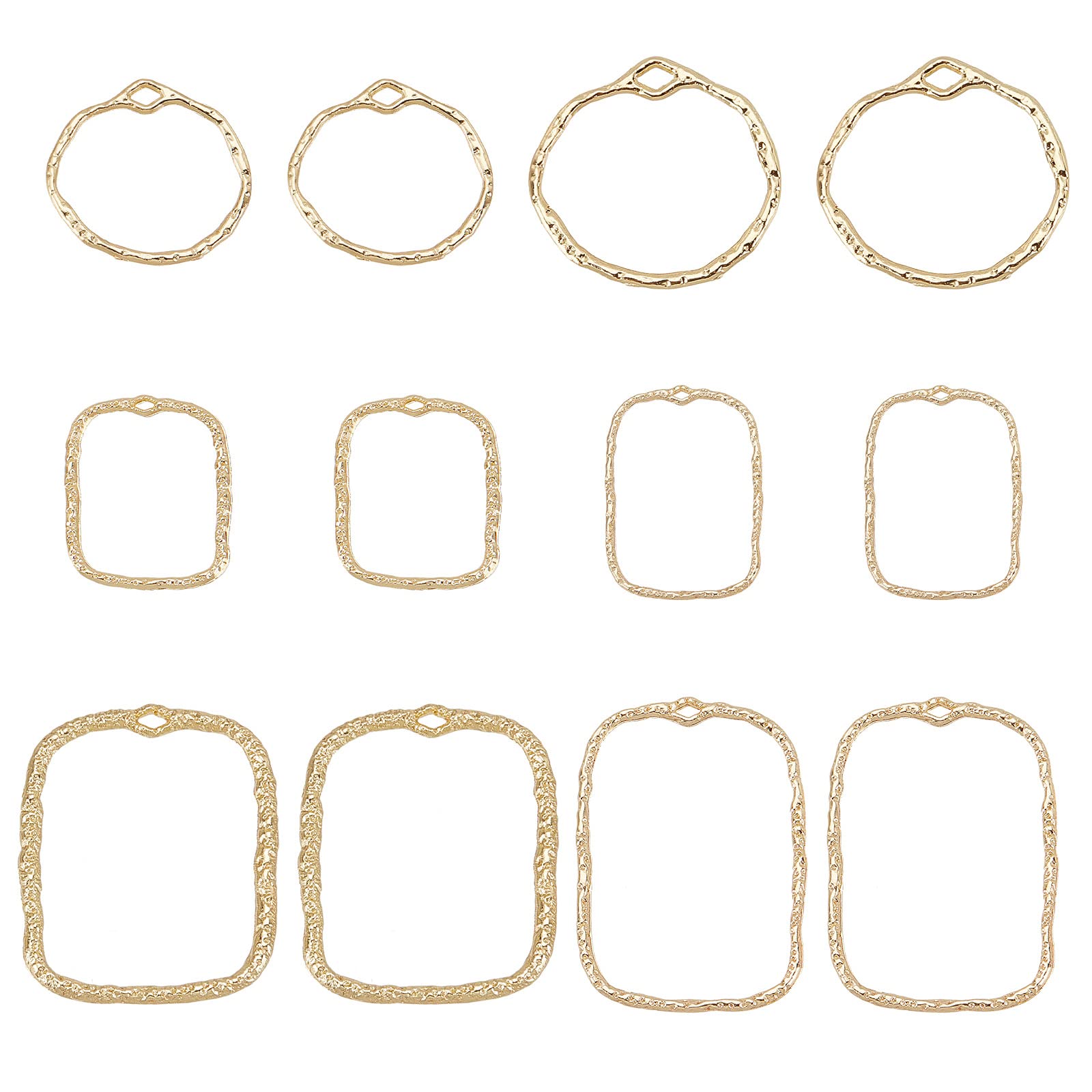SUNNYCLUE 1 Box Open Back Bezel Charms Round Linking Circle Charm Blanks Pressed Flower Frame Hollow Blank for Jewellery Making Epoxy UV Resin Art Earrings DIY Craft, Light Gold