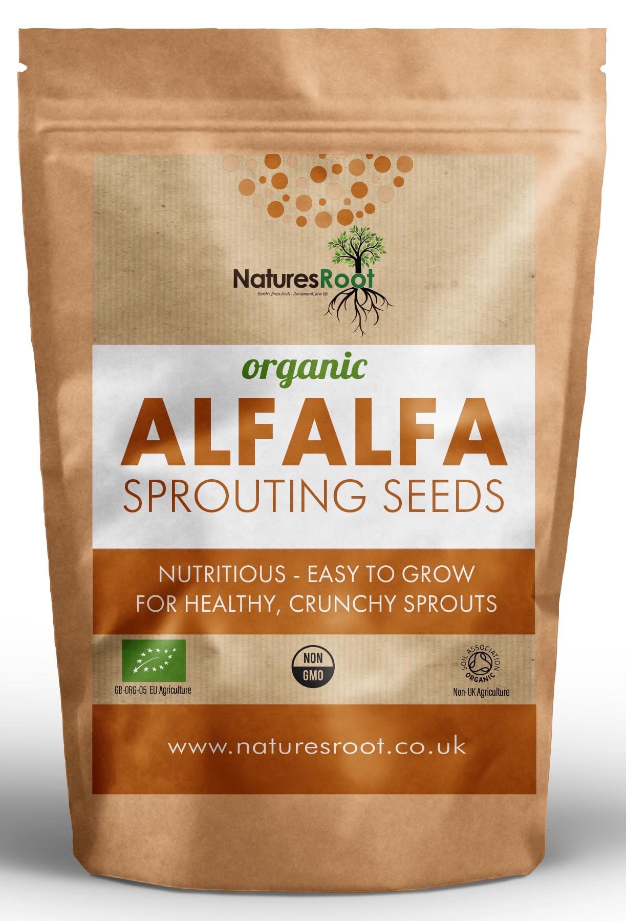 Natures Root Organic Alfalfa Seeds 250 g - Certified Organic by The Soil Association