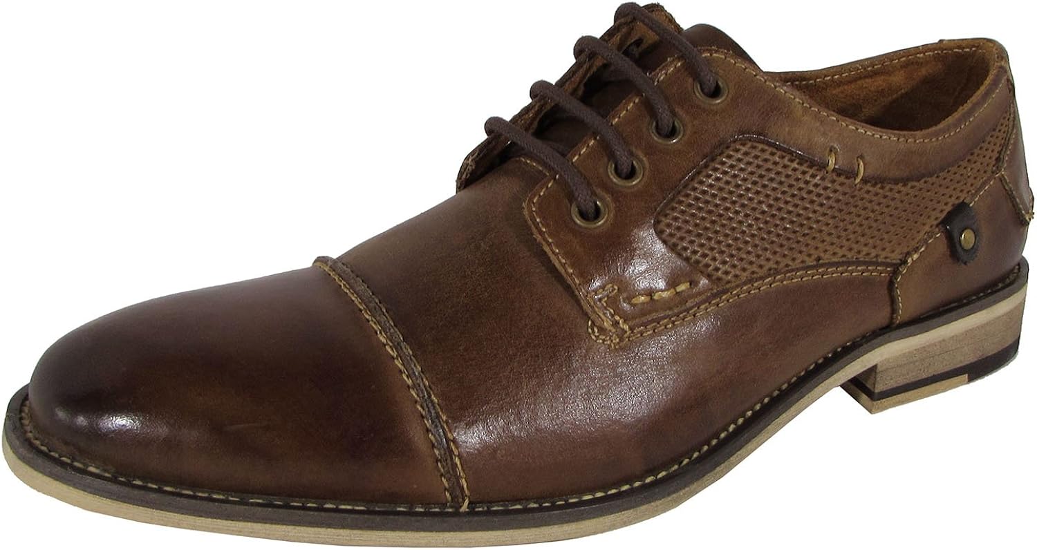 Steve Madden Mens PKevin Cap Toe Oxford Dress Shoes Tan Leather US 12