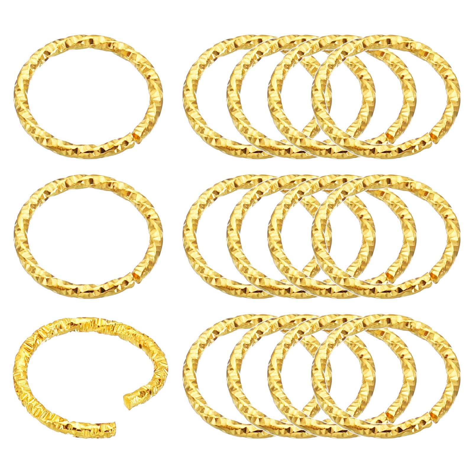 PATIKIL 1.2 x 12mm Wine Glass Charm Ring, 200 Pack Metal Earring Beading Hoop Twisted Open Jump Rings, Golden