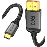 Silkland 80Gbps USB C to DisplayPort 2.1 Cable 16K@60Hz 8K@240Hz 6.6FT | Thunderbolt 5/4/3 to DisplayPort, HDCP, HDR, G-Sync, for iPhone 17/16, MacBook Pro/Air, Mac mini, Odyssey G8/G9, XPS