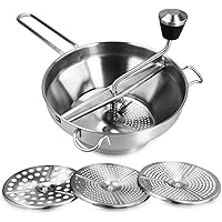 Navaris Stainless Steel Food Mill - Rotary Food Mill Vegetable Strainer Potato Masher Grinder with 3 Milling Discs, 1…