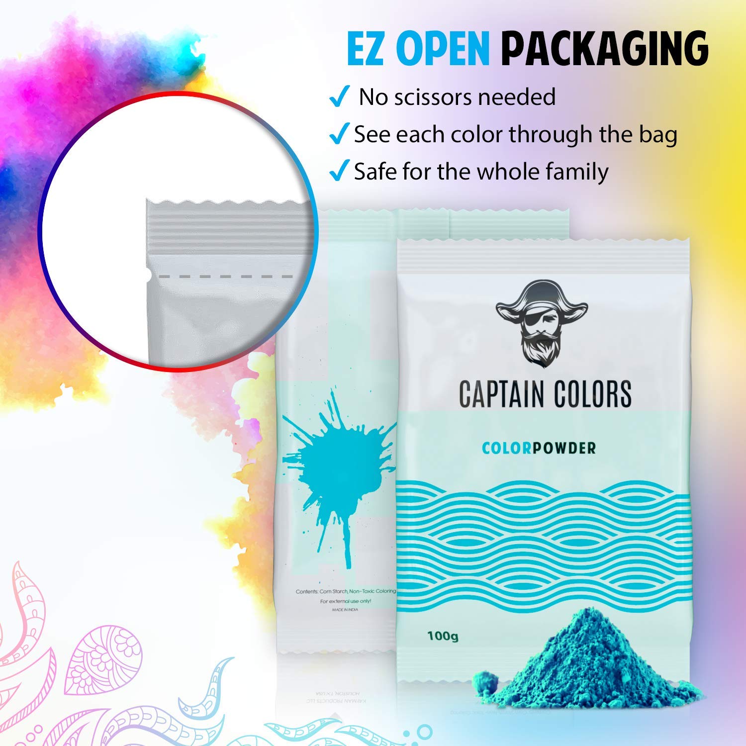 Mua Captain Colors x 100gram Each-Holi, 10 Natural Powders for Color ...