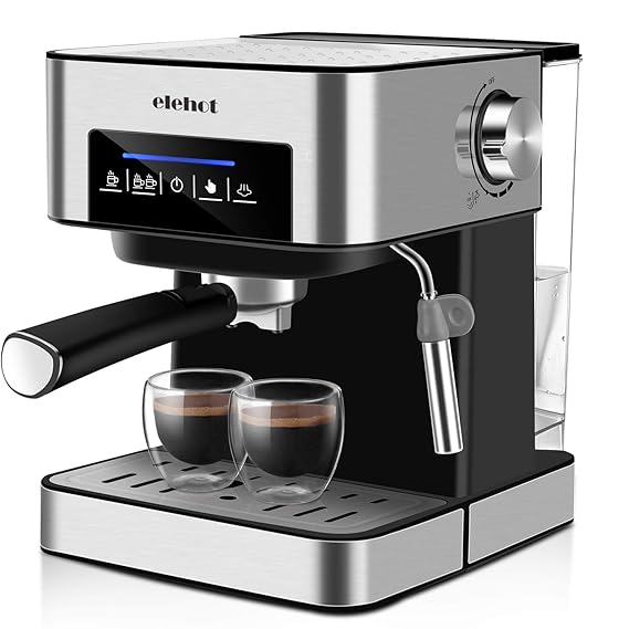 Kaffeemaschine Espressomaschine 15 Bar Kaffeevollautomat Touchscreen mit 1.6L Abnehmbarer Wassertank Milchaufschäumdüse MEHRW