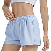 Striped Boxer Shorts for Women Casual Summer Pajama Plaid Sleep Lounge Shorts Y2K Beach Bottoms