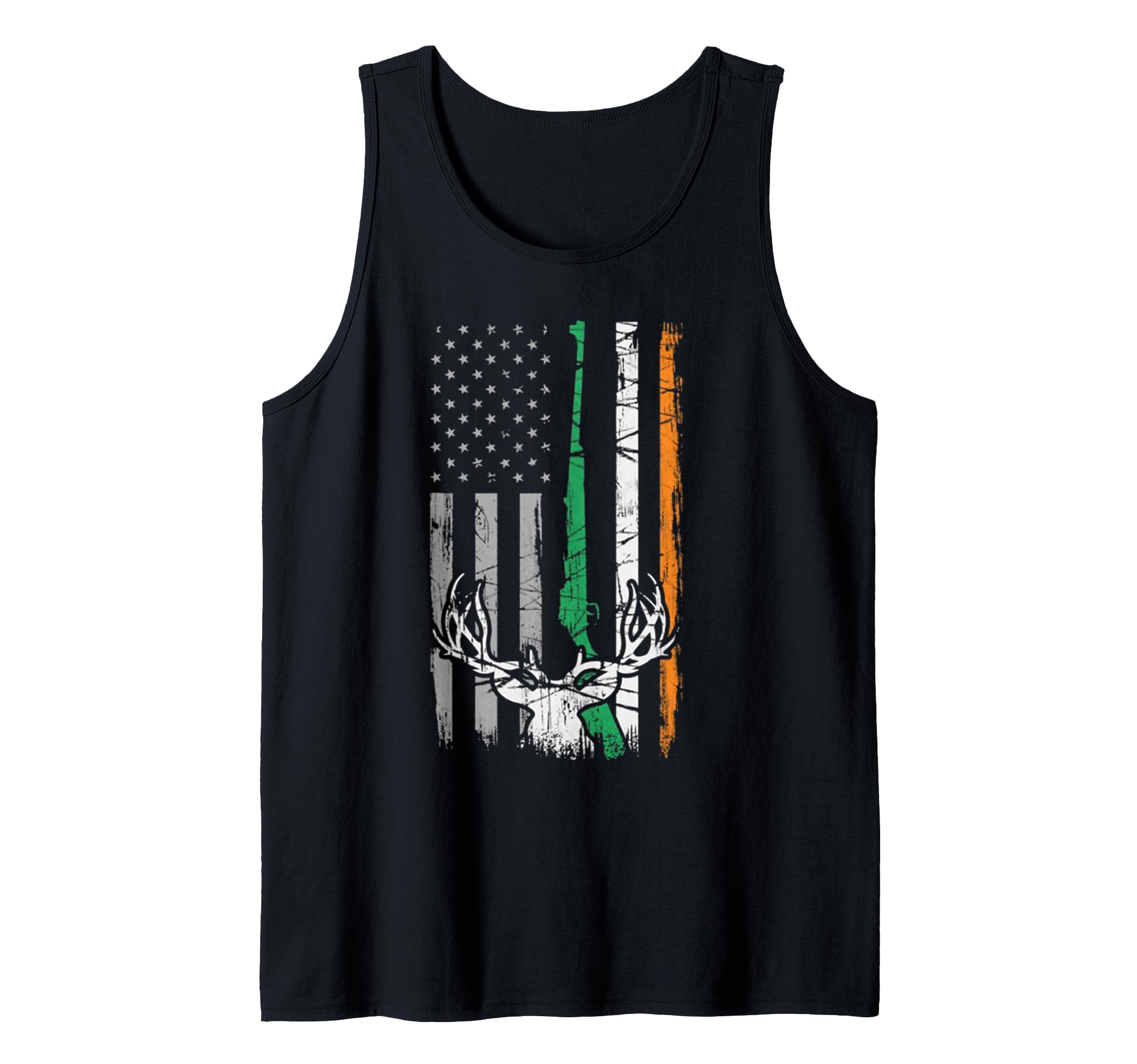 Hunting American Flag Irish St. Patricks Day Ireland USA Tank Top