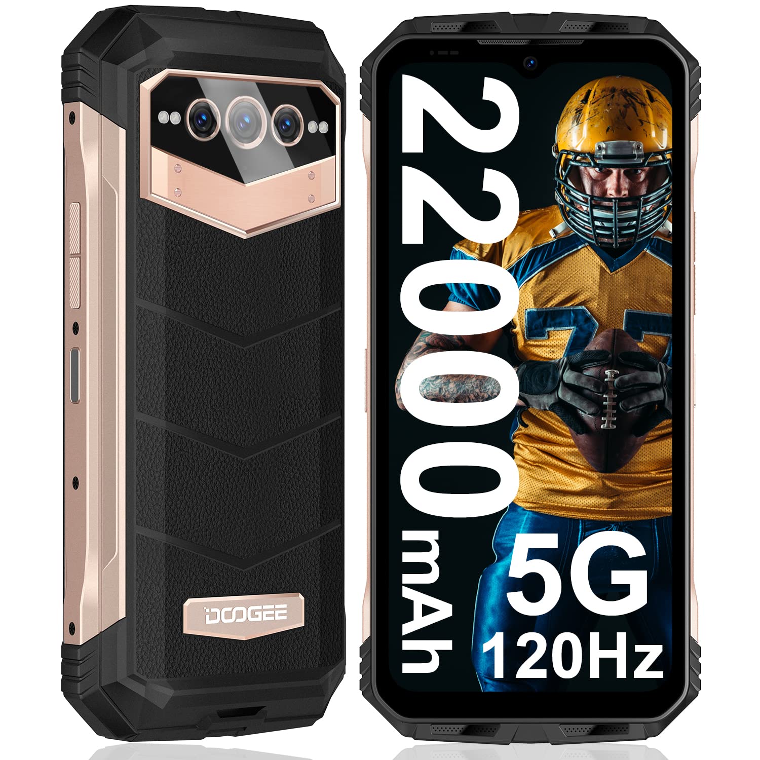 DOOGEE V MAX (2023) 5G Rugged Smartphone, 22000mAh 20GB+256GB Android 12 Rugged Phones Unlocked, 120Hz 6.58