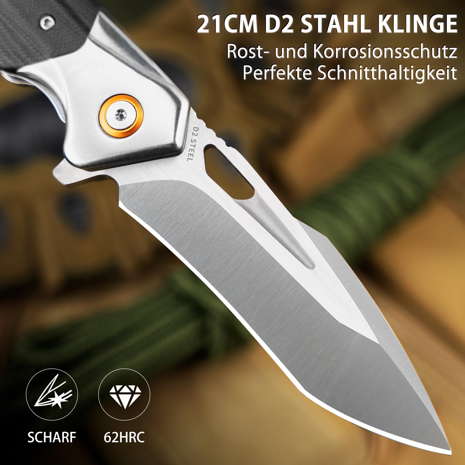 LOTHAR LICH KING Klappmesser, Scharfe D2 Stahl Taschenmesser 2