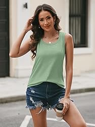 AUTOMET Womens Loose Fit Casual Flowy Tank Tops