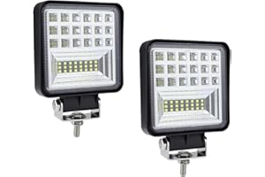 LED Pod Lights for Truck, 4 Inch 126W Square LED Work Light, Spot and Flood Combo Beam Off Road Light Driving Light, 12V 24V 