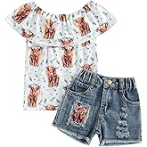 Ledy Champswiin Toddler Girl Summer Clothes Set Floral T-shirts+Denim Shorts 1T 2T 3T 4T 5T 6T Kids Girl Outfits