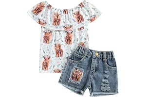 Ledy Champswiin Toddler Girl Summer Clothes Set Floral T-shirts+Denim Shorts 1T 2T 3T 4T 5T 6T Kids Girl Outfits