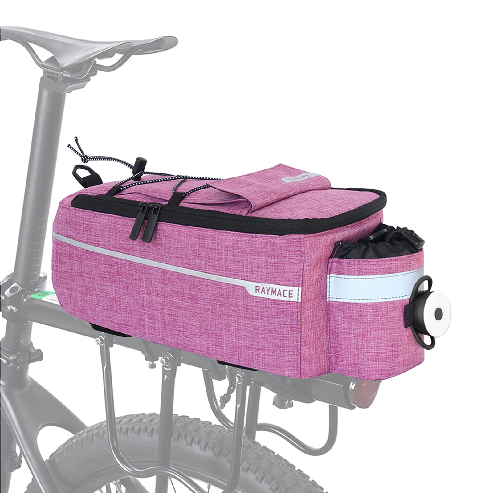 RAYMACE Bike Trunk Cooler Bag with Tail Light,Bicycle Rear Rack Bag Insulated Storage 8L,Pannier Bag (Violet)