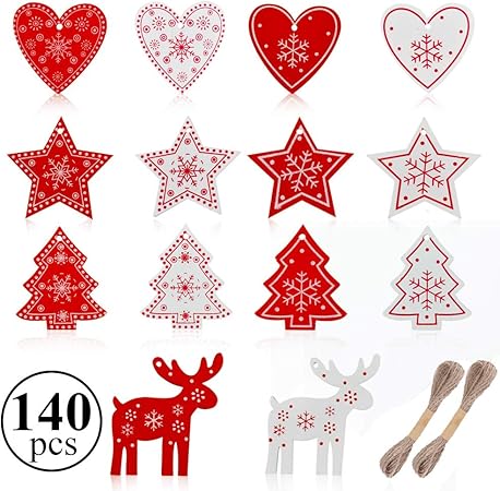 Biglietti Segnaposto Natalizi.Gudotra 140pz Addobbi Natalizi Rossi Ornamento Ciondoli In Legno Decorazione Per Albero Di Natale Regalo Biglietti Natalizi Amazon It Casa E Cucina