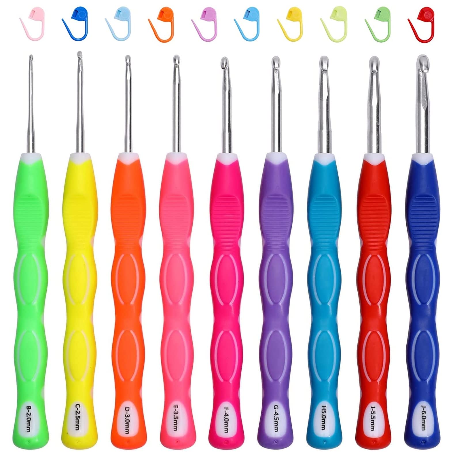 JOZEA Crochet Hooks Soft Rubber Crochet Hook Kit Knitting Hook for Crochet Yarn Craft Accessories Included