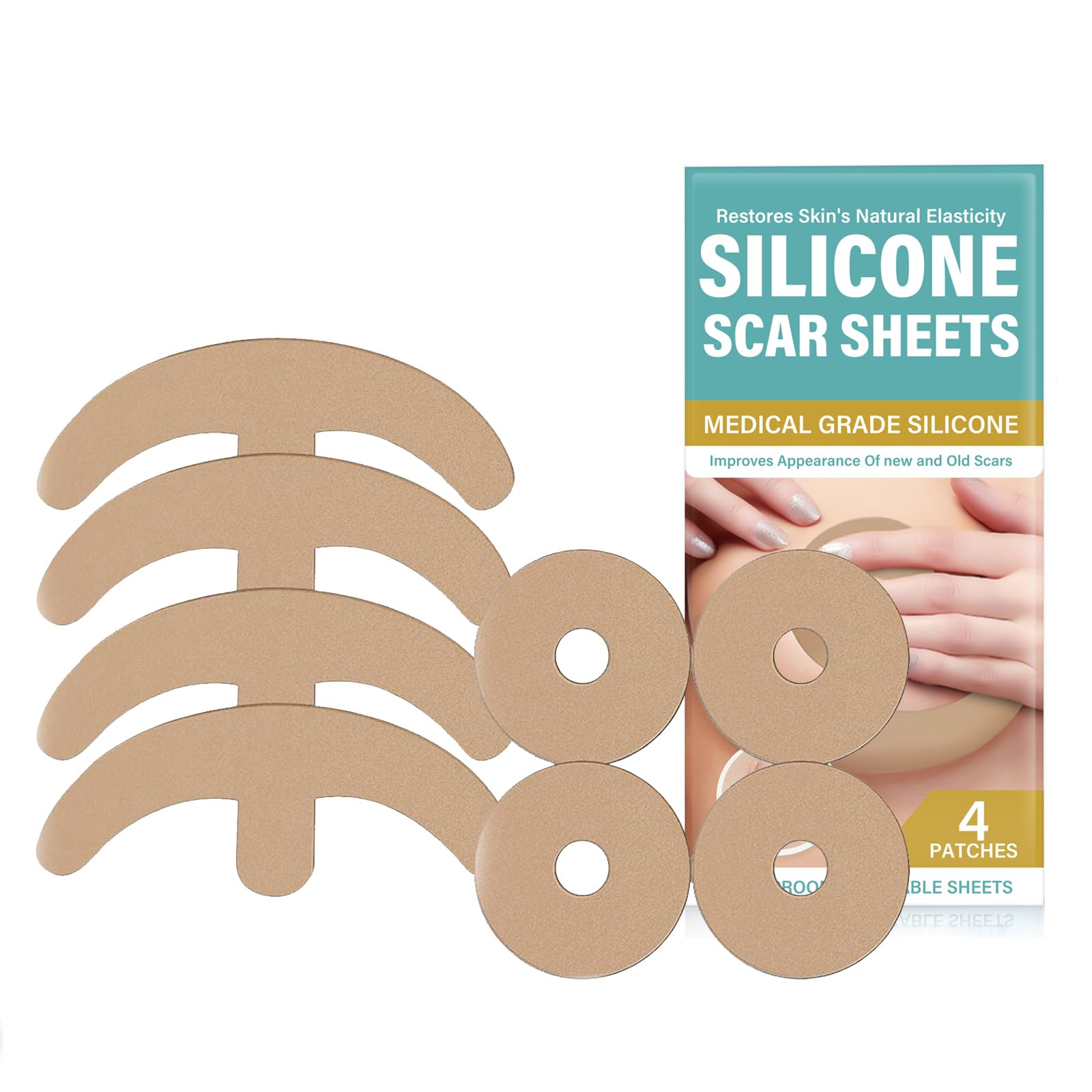 Photo 1 of **FACTORY SEALED** Silicone Scar Sheets, 4 Pair Reusable Breast Silicone Scar Sheets, Medical Grade Silicone Scar Strips for Scar Treatment