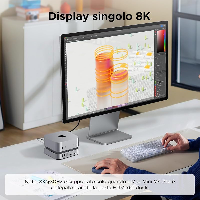 USB4.0 40Gbps Dock USB C per Mac Mini M4, M4 Pro, M5 Pro, M6