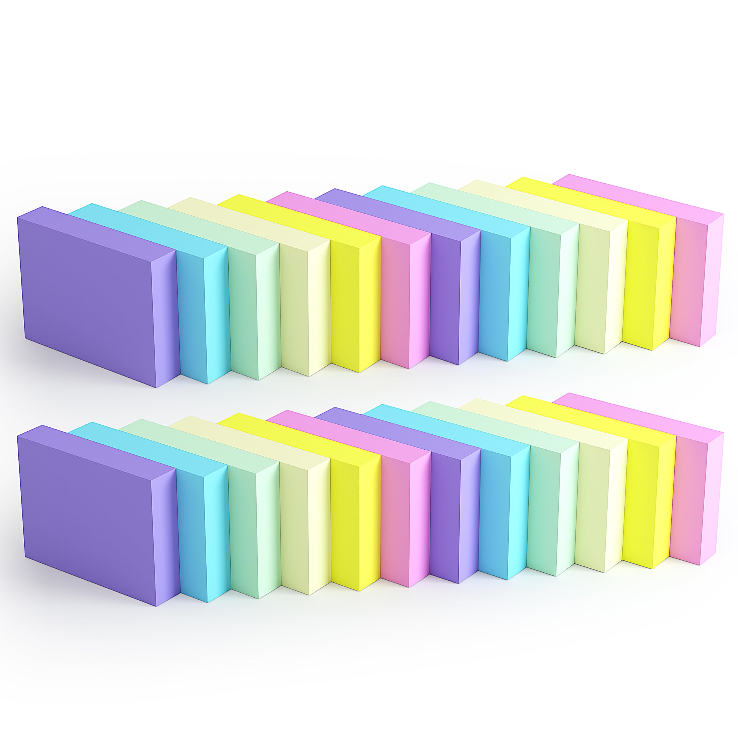 24 Pads Mini Sticky Notes 1.5 * 2 inches, Small Self-Stick Notes,80 Sheets/Pad for Little Reminders in Offices,Schools and Households (38x51mm Pastel Colors)