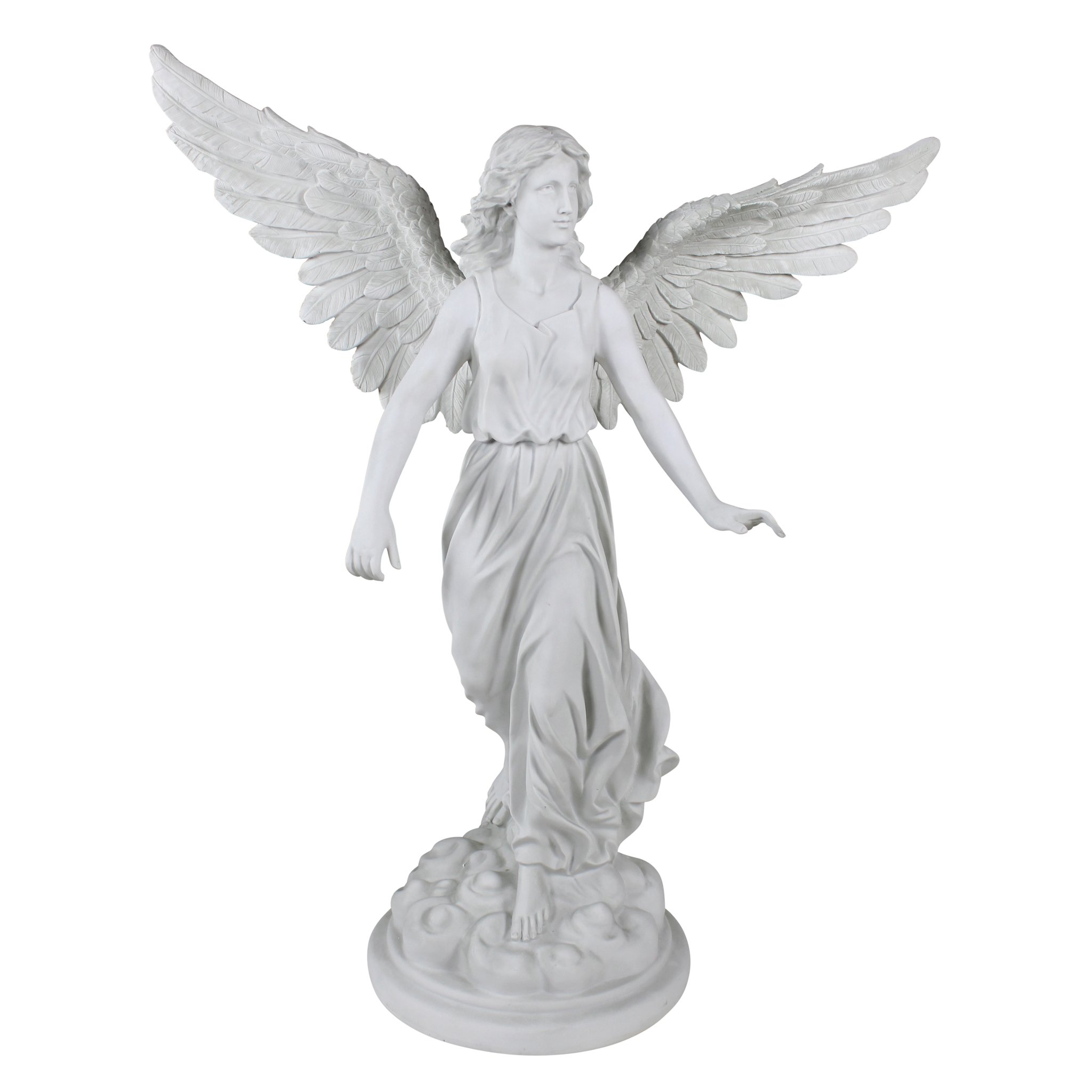 Design Toscano KY1174 Angel of Patience Statue, Large, 95.5 cm, Polyresin, Antique Stone, Off White