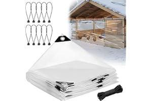 MEWTOGO 6.6x13ft Chicken Coop Covers Accessories for Winter - Easy to Install Waterproof Chicken Run Tarp with Elastic Cords & Rope