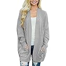 Dokotoo Womens Fashion Open Front Long Sleeve Cardigans Sweater With Pocket