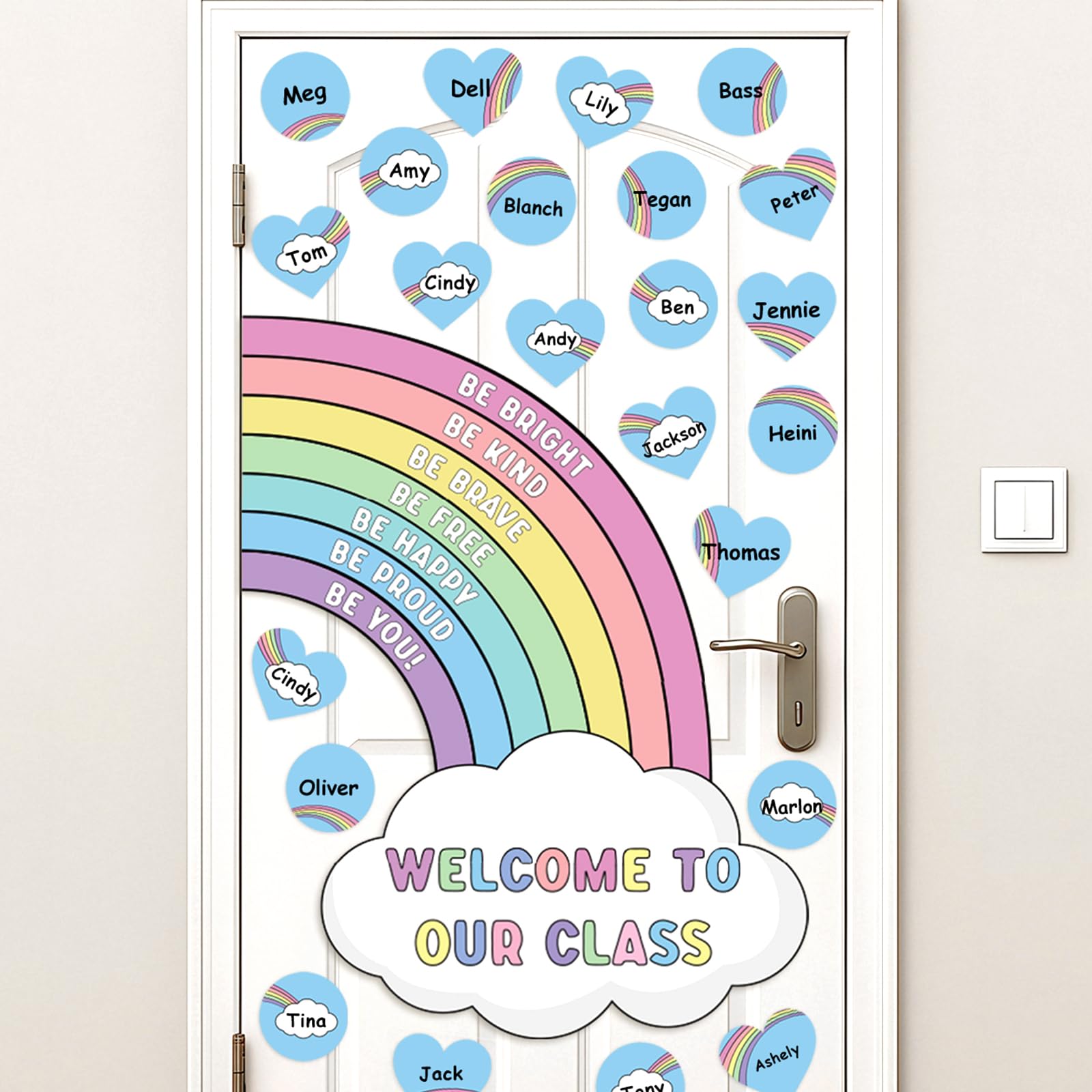 Photo 1 of Rainbow Bulletin Board Decorations Set, Classroom Door Decor, Colorful Positive Affirmation Cutouts for Teacher Welcome Back to School Classroom Wall Door Decor