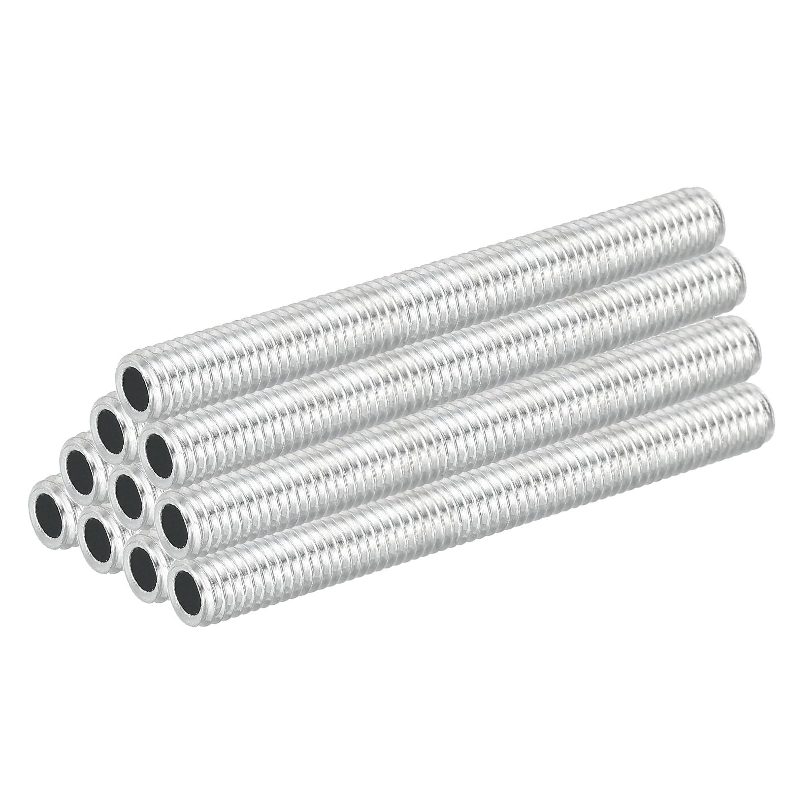 PATIKIL M8 Thread Carbon Steel Lamp Pipe, 20 Set 70 mm/2.76" Hollow Tube Thread Adapter Fasteners Hardware for Lamp Lights Chandelier Ceiling Light DIY, White Zinc Plating