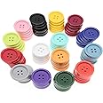 15 Colors Sewing Resin Buttons 1 Inch(25mm) Multicolored Buttons 4 Hole for DIY Sewing Crafts,Pack of 90 with Box (Each Color