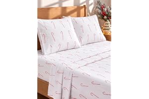 CGK Christmas Sheet Set - Holiday Xmas Bedding - Candy Canes, Queen Size | 4 Piece, Deep Pockets, Snug Fit, Wrinkle Free, Coz