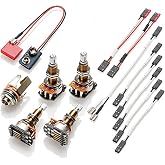 EMG 1-2 Pickup Conversion Wiring Kit Solderless Long Shaft (Les Paul) 19mm | Solderless Install System, Complete Solderless Replacement, Prewired Plate, Jack &amp; Cables Included