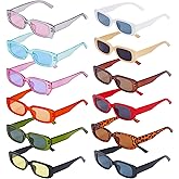 Bskifnn 12 Pairs Rectangle Retro Sunglasses for Women Girls - 90s Colorful Vintage for Summer Party Favor