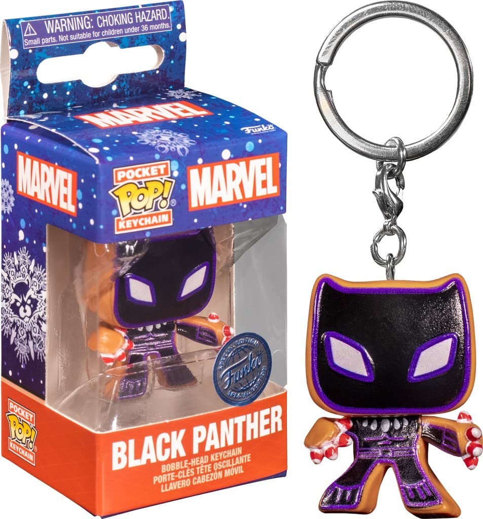 Funko POP! Keychain: Marvel Holiday - Black Panther - Marvel Comics - Collectable Vinyl Mini Figure Novelty Keyring - Stocking Filler - Gift Idea - Official Merchandise - Comic Books Fans