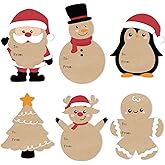 Christmas Gift Tags Stickers, 96Pcs Christmas Gift Labels Xmas Gifts Name Tags for Wrap Presents Boxes Decoration, 2 x 3 Inch, Self-Adhesive Natural Kraft Paper Stickers Santa Claus Snowman Sticker